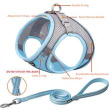 Dog Harness Small Sized And Leash Set For Small Dogs Cats,Yellow XS Puppy Harness, Step In Soft Dog Reflective Vest, Breathable Mesh Pet Harness. - 灰拼黃 - 查看 9