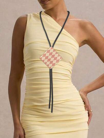 MARLIWOO 1件经典简约菱形几何饰品，别致的眼部装饰，神秘花卉图案首饰，女士日常项链