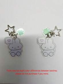 2pcs Cute Cartoon Pixel Phone/Rabbit/Clover Design Creative Keychain, Japanese Style Pendant, Adorable Retro Pink Pixel Keychain Acrylic Pendant, Student Backpack Pendant, Gift For Girlfriend, Suitable For Handbag, Backpack, Keys - Birthday/Valentine's Day Gift (Acrylic Material, Avoid Folding) - Multicolor - View 11