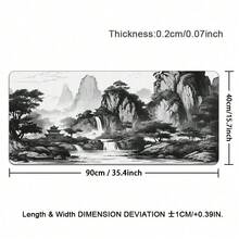 Chinese Style Landscape Mouse Pad, Large Trees And Mountain Desk Mat - Large Size Design, Suitable For Use As A Desk Mat, Study Mat, Or Keyboard Mat. Available In Various Sizes, Such As 15.7*35.4 Inches (40*90 Cm). - A - View 17