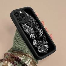 Estuche para teléfono de motocicleta Eagle Flames compatible con Samsung  OPPO  17  16 Pro Max  15 Pro Max  13 y  12 Hecho de material de TPU que brinda protección de cobertura total antideslizante y a prueba de caídas con un diseño sofisticado y minimalista Un regalo perfecto para familiares, amigos, seres queridos, novios / novias y para aniversarios - Negro - Ver 5