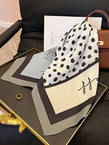 1pc Women's Black Polka Dot Bandana, Elegant Minimalist Scarf - Multicolor - View 5
