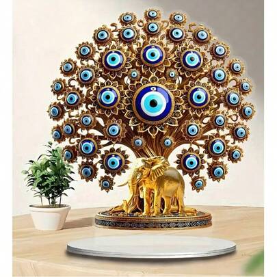 2D Acrylic Evil Eye Tree Landmark Decor, Vintage European Style Desktop Ornament For Home & Office
