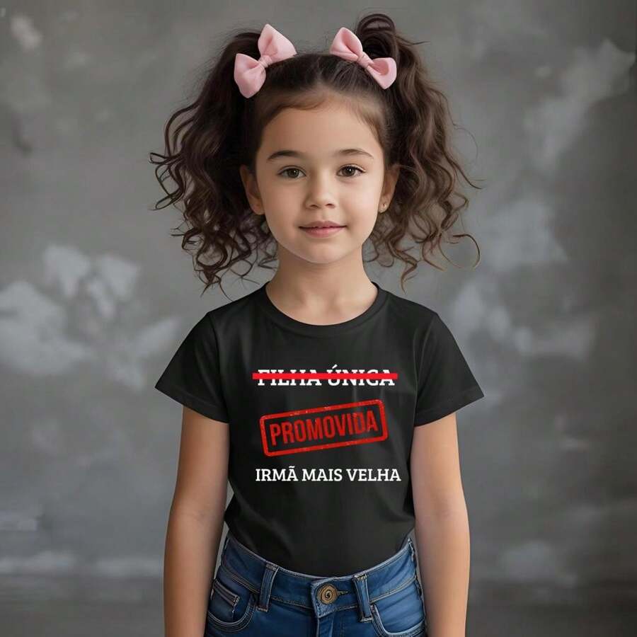 T-Shirt "Only Daughter - Promoted To Big Sister" - Children's - Black - View 1