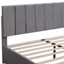 Upholstered Velvet Bed 160 X 200 Cm, Slatted Base, Headboard, 4 Drawers, Grey - Grey - View 7