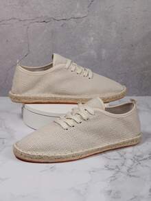 Men's Breathable Sweat-Wicking Non-Slip Woven Fisherman Shoes, Versatile Slip-On Loafers - Beige - View 3