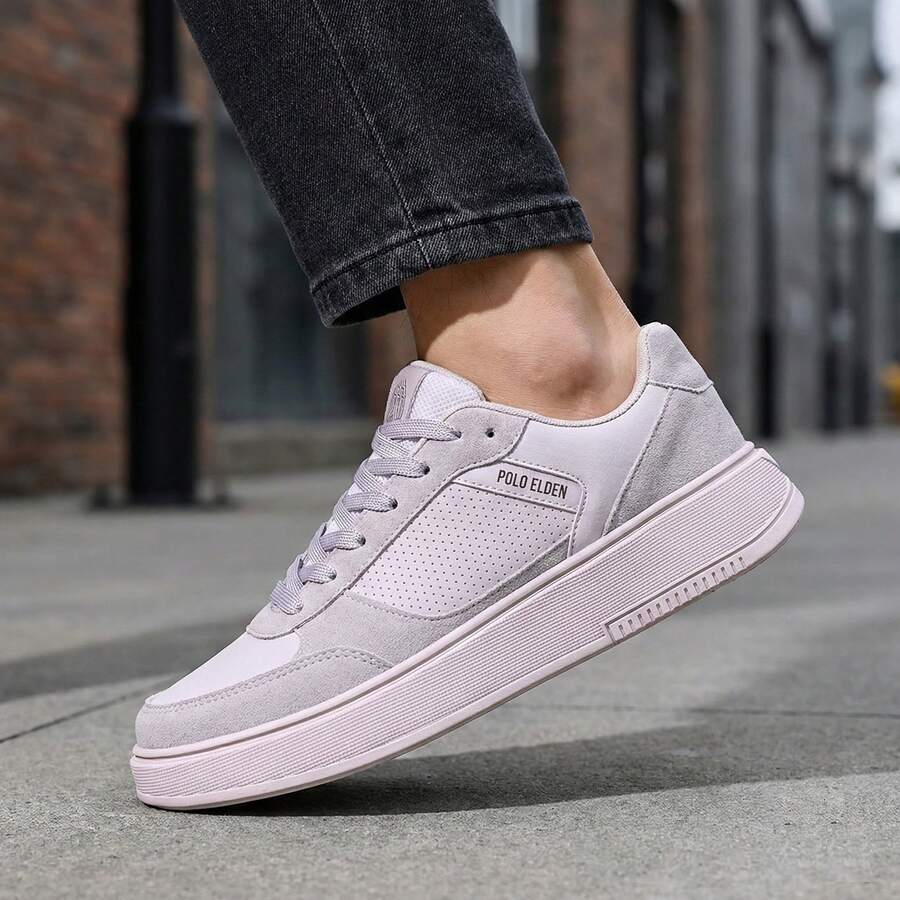 Men's Casual Street Minimalist Comfortable Basic Lightweight Urban Style Sneakers EDN2206 - 白色和灰色 - 查看 1