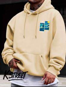 Van Gogh Streetwear Premium Urban Slim Fit Cotton Street Style Plus Size Kangaroo Hoodie! - Màu be - Xem 2