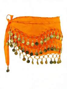 1pc Women's Belly Dance Coin Waist Chain, Dance Performance Waist Belt, Practice Outfit Coin Hip Scarf - Multicolor - View 13