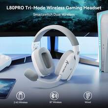 ATTACK SHARK L80PRO Wireless Gaming Headset Lightweight Headphones With 20ms Low Latency, Dual Mics, 40mm Drivers, 300mAh Battery - trắng - Xem 3