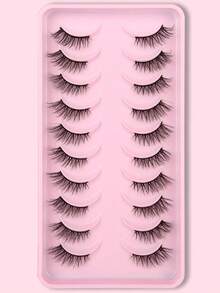 10 Pairs Criss-Cross Curled False Eyelashes, Cosmetic Accessories - Black - View 1