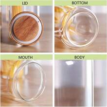 4 Pack Glass Storage Jars With Airtight Wood Lid, 34 OZ Glass Kitchen Canisters, Clear Container For Coffee Bean Storage, Dry Goods, Cookie, Candy, Tea, Spices And More - Trong sáng - Xem 6