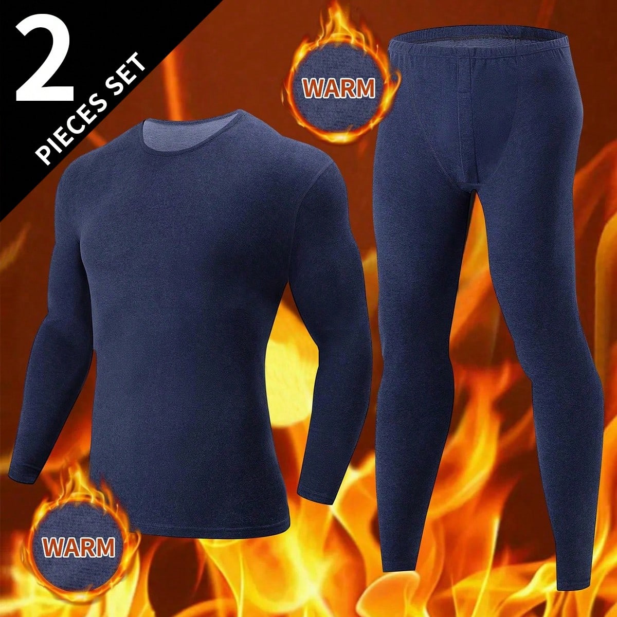 Piezas Conjunto de ropa interior de moda para hombre de otoño, capas base térmicas de punto de invierno
