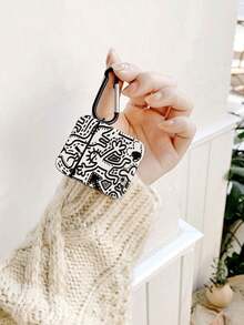 Creative Black & White Graffiti Earphone Case Suitable For Apple Earphone Case 1/2/3/4/Pro/Pro2(Nd)/Pro(3rd) - Black - View 4