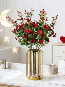 1/80pcs Artificial Rose Flower Bouquet, Home Tabletop Vase Decor, Wedding Decoration, Outdoor Garden Decor, Birthday Party Decor, Photography Prop, Wedding Floral, Desktop Decor, Floral Decor, Artificial Flower, Valentine's Day Decor, Home Decor, Valentine's Day Gift For Boyfriend/Girlfriend - Red - View 7