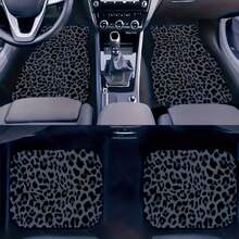 4PCS/2pcs Black Leopard Print Car Floor Mats, Suitable For All Car Models, All-Season Floor Mats, With A Non-Slip Base, Easy-To-Clean Car Interior Accessory. - Floor Mats - View 5