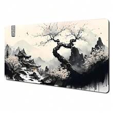 1件传统艺术风景插画鼠标垫桌垫游戏垫防滑缝边樱花鼠标垫桌垫 - 多色 - 查看 15