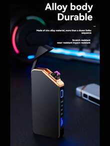 Encendedor de arco, a prueba de viento, recargable por USB, pantalla de potencia, encendedor electrónico creativo y personalizado. - Negro - Ver 4