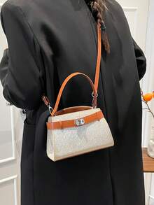 New Fashionable Casual Chic Ins Style One Shoulder Bag, Commuting Minimalist Crossbody Handbag For Women - Gold - View 4