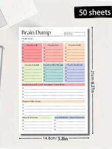 可撕式待办事项清单笔记本，助您理清思路 | A5 计划本，高效计划工具，简约风格笔记本，带日期和时间页，光滑纸张 - 多色 - 查看 3