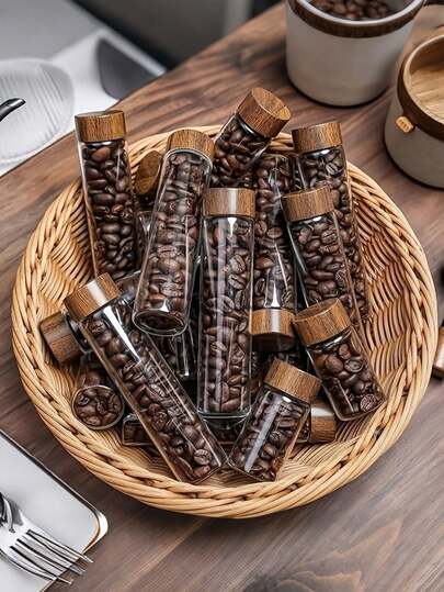 2/4/8pcs 10ml/20ml/30ml Glass Storage Jars (With Plastic Lids) - GSIGD Multifunctional Mini Airtight Containers, Ideal For Spices, Seasonings, Coffee Beans, Dried Flowers And Tea, Suitable For Dry Powder, Jewelry