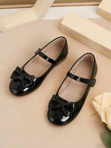 Giày bệt Mary Jane dễ thương cho bé gái, có nơ trang trí, khóa dán. - màu đen - Xem 4