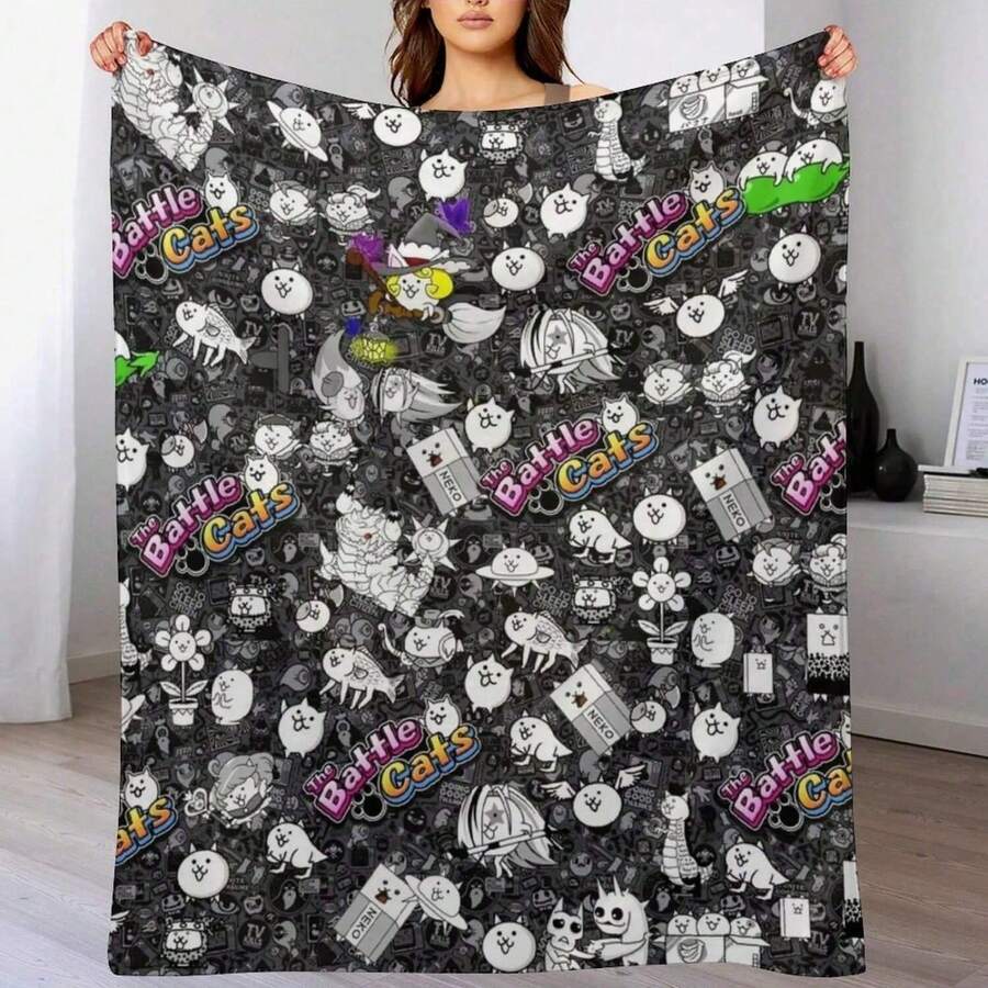 Battle Cats Throw Blanket Christmas Decoration For  Luury Brand Christmas Gifts Blankets - 黑色 - 查看 1