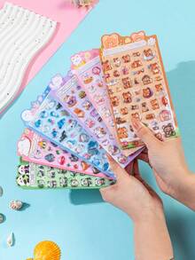 1 Set 2026 New Cute Animal Cartoon 3D Epoxy Resin Sticker Set | Phone Case Stickers, Themes Include Marine Animals, Cats, Birds, Bears, Rabbits, Pandas, Etc. Reusable Waterproof Stickers Suitable For Scrapbooking And Stationery Decoration, DIY Craft Decoration, DIY Craft Glitter Stickers, DIY Phone Case Stickers, DIY Notebook Stickers - Multicolor - View 4