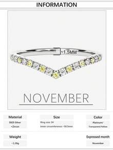 1pc Luxury S925 Sterling Silver V-Shaped Vita Chroma Ring With 12 Birthstones, Suitable For Women, Wedding, Gift For Girlfriend, Holiday - V-shaped - View 55