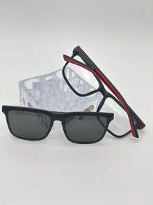 1 Lentes para Graduación 2671 Clips 2 un 1de Imán para ombre quadrado material TR 90 lente anti blu  Liso    Casual  Casual - Rojo - Ver 3