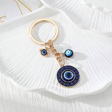 1pc Unisex Turkish Evil Eye Pendant Keychain With Rhinestones, Fashionable & Personalized Accessory - Multicolor - View 2