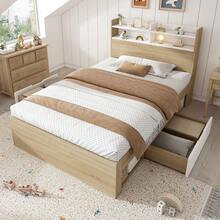 Bed Frames - Oak + White + Wood + 90cm*200cm - View 6