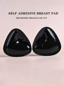 1 Pair Double-Sided Reusable Self-Adhesive Bra Pads, Thickened Invisible Bra Inserts, Waterproof For Swimming - Black - View 4