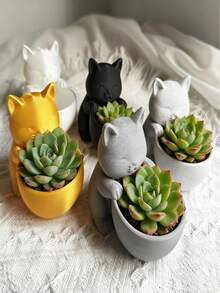 Cute Cat Hug Planter, Creative Design With Drainage Hole, Suitable For Indoor Succulent, Small Flower, Cactus Planting, Home Garden Balcony Outdoor Decor - Kitten - View 11