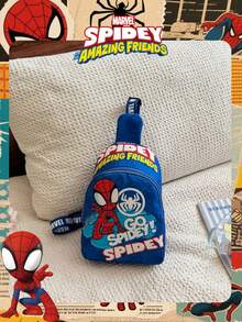 1pc Marvel Official Licensed Spider-Man Graphic Crossbody Bag, Boys' Casual Shoulder Bag, Lightweight Adjustable Strap Chest Bag, Cartoon Coin Purse, Suitable For Boys, Young Fans, Students, Great For Daily School, Outdoor Play, Theme Park Visit, Vacation, Convenient For Carrying Snacks - Blue - View 10