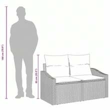 vidaXL 123 X 62 X 69 Cm Poly-Rattan Garten-Sofa Mit Kissen - Beige - Übersicht 10