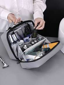 Large Capacity Multi-Functional Wet & Dry Separation Travel Toiletry Bag, Portable Organizer Tote Cosmetic Bag - Multicolor - View 2