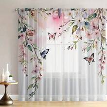 Bộ 2 rèm trang trí nhà cửa họa tiết hoa dại mùa xuân, thích hợp cho nhà bếp, quán cà phê, phòng khách, phòng ăn, ban công, sân vườn, phòng ngủ. - Nhiều màu - Xem 6