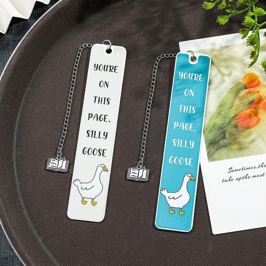 1 pieza Marcapáginas divertido de acero inoxidable Marcapáginas de ganso tonto para amantes de los libros, lectores empedernidos, marcadores de lectura, regalos de cumpleaños y Año Nuevo para hombres y mujeres, para uso diario en la oficina