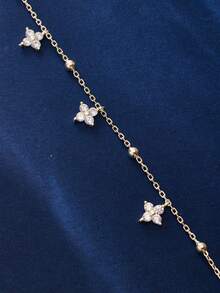 1pc S925 Sterling Silver Minimalist Beaded Chain Clover Anklet, Versatile For Vacation, Daily Wear, Exquisite Holiday Gift - Four Leaf Clover - View 5