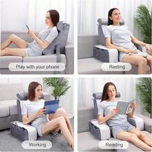 A Medium-Sized 19inch Gray Pillow Designed For Adults To Comfortably Read, Watch TV, Play Games, Or Rest On The Sofa Or Floor While Upright In Bed. - Xám + Trắng - Xem 9