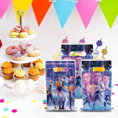 K-Pop Blue Cool Girl Hunter Gift Bag Birthday Decoration K-Pop Anime Party Candy Bag Guest Gift Children Baby Shower Party Supplies