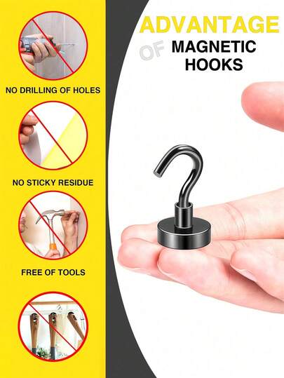 1PC Fashionable Solid Magnetic Hook, Strong Magnet Material, 25Lb Bearing Capacity, No Drilling, Kitchen/Home/Office/Garage Heavy Duty Magnetic Hanger Adhesive Hook'} Additional Magnetic Hook Title Suggestions: 1. 1PC Elegant Magnetic Hook, Powerful Magnet, 25Lb Load, Drill-Free, Versatile Home/Office/Garage Adhesive Hanger 2. 1PC Chic Magnetic Hook, Heavy Duty Magnet, 25Lb Capacity, No Drilling, Multipurpose Storage Adhesive Holder 3. 1PC Modern Magnetic Hook, Strong Magnet, 25Lb Weight Limit, Damage-Free, Kitchen/Bathroom/Garage Adhesive Hanger Product Description Suggestions: - Powerful Magnetic Hook With A 25lb Weight Capacity, Perfect For Hanging Various Items Around The Home, Office, Or Garage. - No Drilling Required, The Strong Adhesive Backing Allows For Easy, Damage-Free Installation On Any Smooth Surface. - Sleek, Minimalist Design Complements Any Decor, Making It A Stylish Storage Solution. - Versatile Use In The Kitchen, Bathroom, Laundry Room, Or Workshop To Neatly Organiz