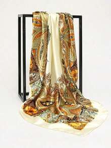 1 件女士时尚波西米亚风格女式头巾，90 年代印花百搭围巾/头带，可用作头巾、披肩、腰带、连衣裙配饰 - 水鴨藍 - 查看 6