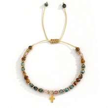 Youth Gift, Cross Bracelet, Christian Gift, Youth Inspirational Gift, Natural Stone Bracelet, - Multicolor - View 4