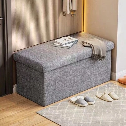 Foldable Storage Ottoman Bench, 300kg Load Capacity Foot Rest Stool, Space Saving Storage Chest For Bedroom Living Room Entryway, Multi-Color Available