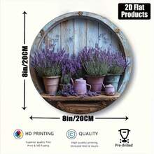 2D Flat Round Iron Decorative Plaque, Lavender Theme, Suitable For Bar, Kitchen, Cafe, Home, Office Decor, Holiday Gift, 2D Design, Random Hole Position - Multicolor - View 6