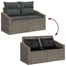 vidaXL 6-Teiliges Sofa-Set Mit Kissen, Grau Poly-Rattan Mit Speicher - Grey - View 6