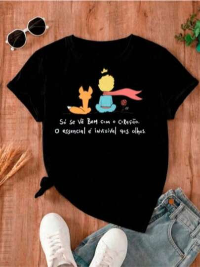 Camiseta de mujer de algodón impresa Mi Príncipe Esencial a los Ojos