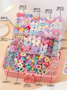 10/100/822pcs Candy-Colored Cute Girl Hair Accessories Set, Including Pearl Butterfly Hair Clips, Fabric Flower Hair Clips, Imitation Orchid Side Clips, Solid Color Bow Claw Clips, Five-Petal Flower Hair Scrunchies, Y2K Star BB Clips, Mini Claw Clips And Bubble Towel Elastic Hair Bands, Suitable For Girls' Daily, Party, And Outings, Essential For Sweet Dopamine Hairstyles - Multicolor - View 11